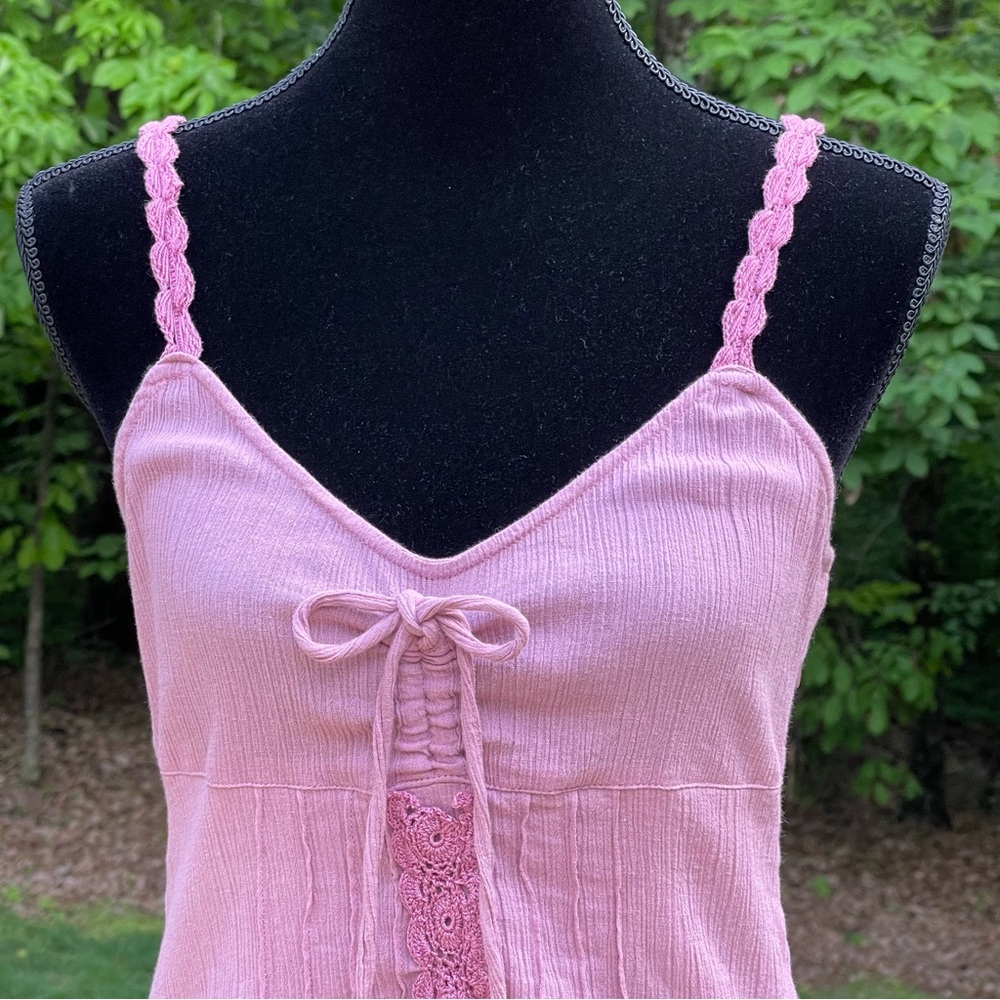Tracy Porter Tank Top Boho Mauve/Pink Crochet Babydoll Women’s Size 6-8 EUC - Picture 3 of 15